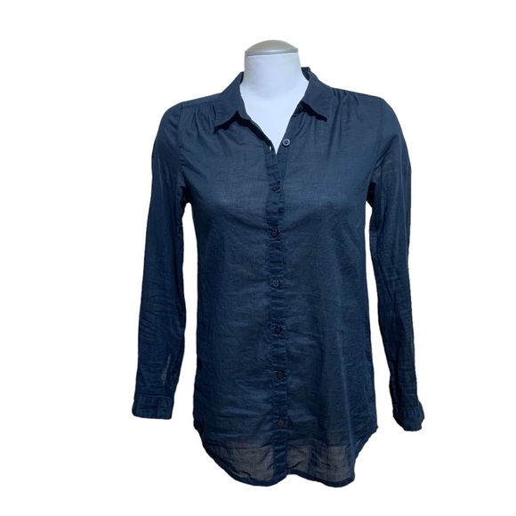 EUC H&M Women’s Lightweight Black Button Down Full Length Cotton Longsleeves Top - Picture 4 of 15